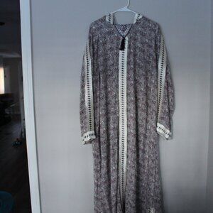 ASA Floral Moroccan-Style Hooded Djellaba Maxi Dress